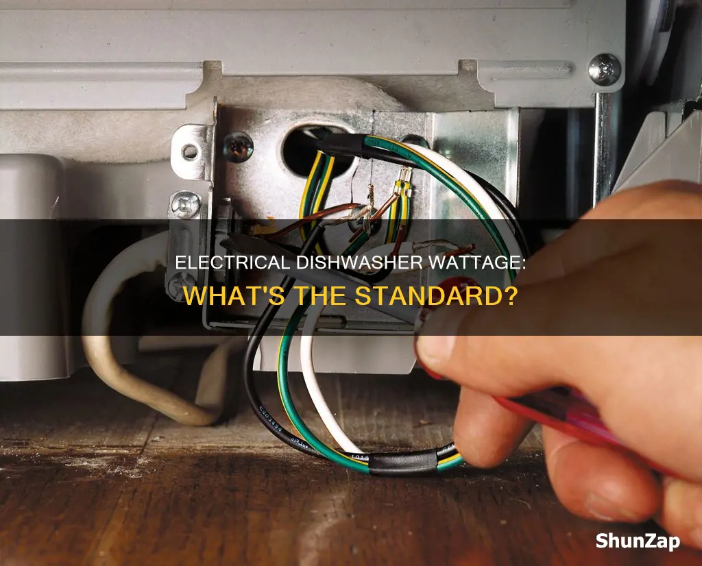 what is the standard electrical dishwasher wattage