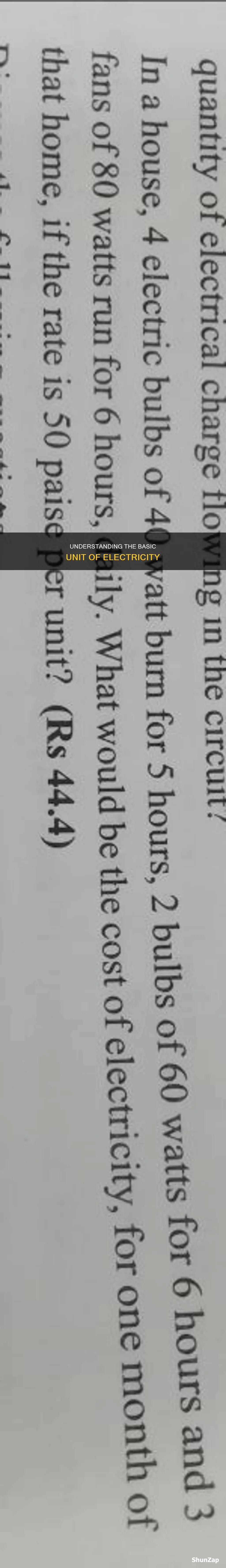 what is the unit quantity of electricity