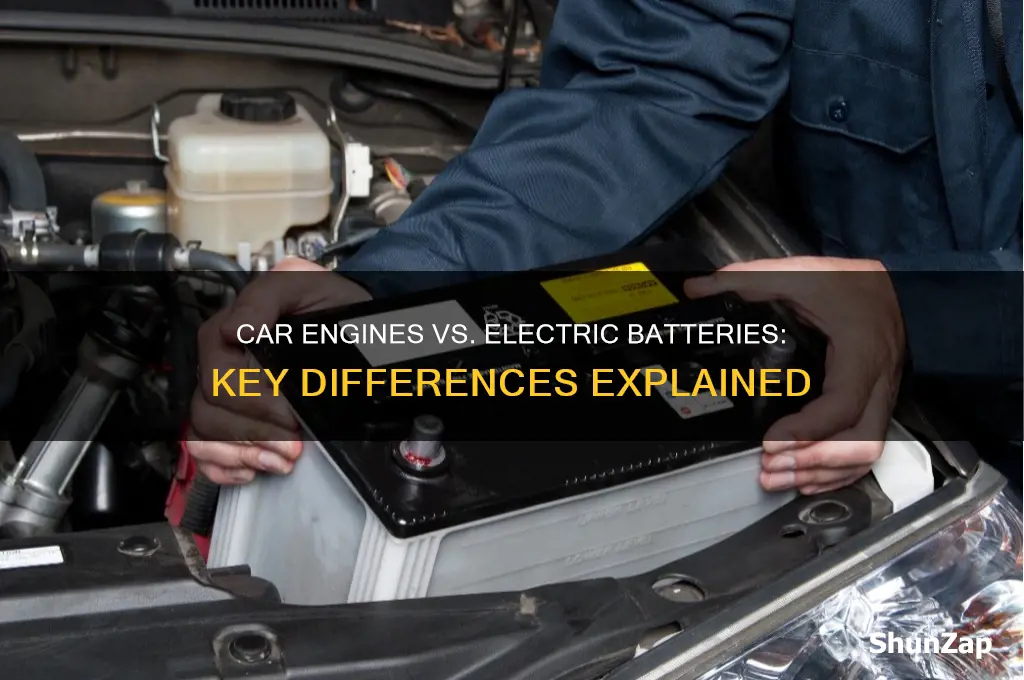 what the difference of a cars engine and electric battery