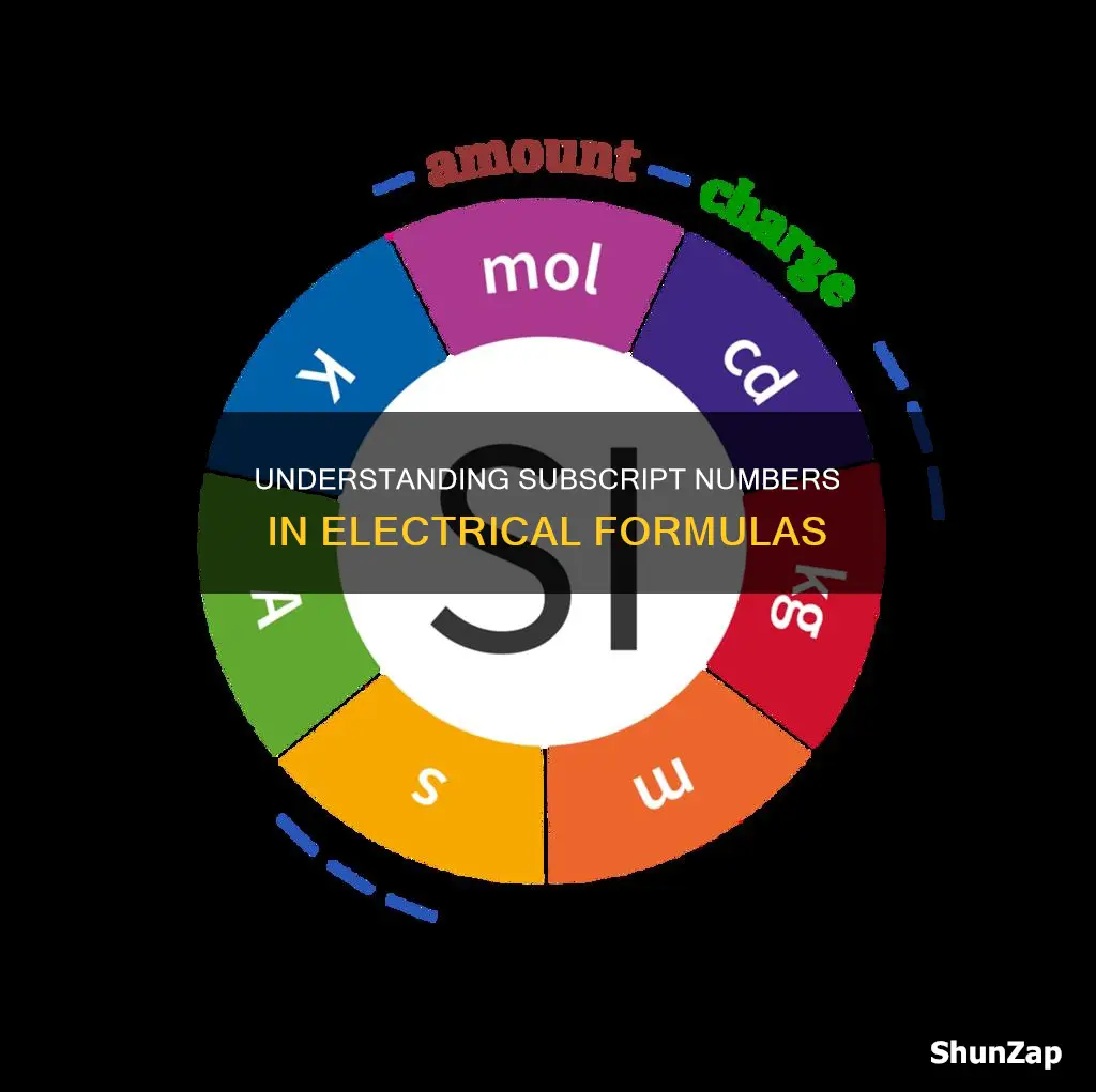 what to do with subscript numbers mean in electrical formulas