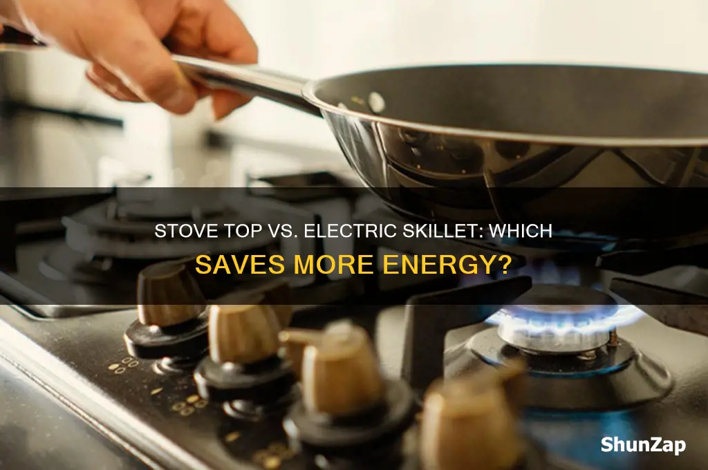 what uses less electricity a stove top or electrical skillet