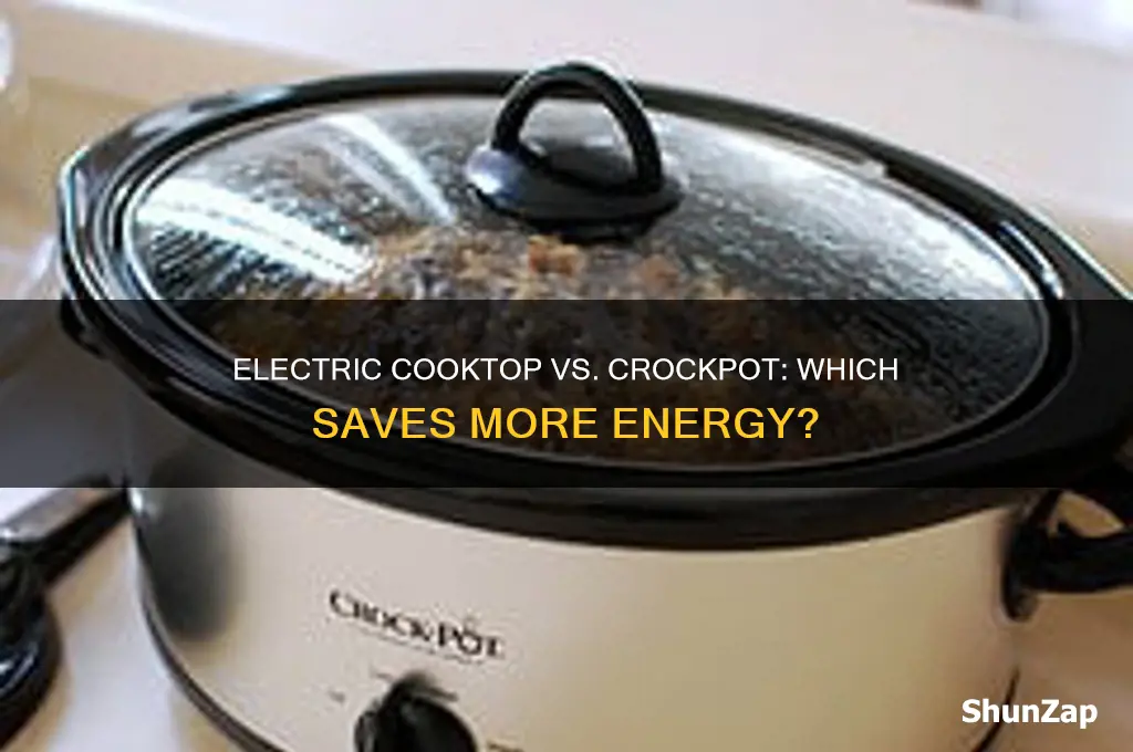 what uses less electricity electric cooktop or crockpot