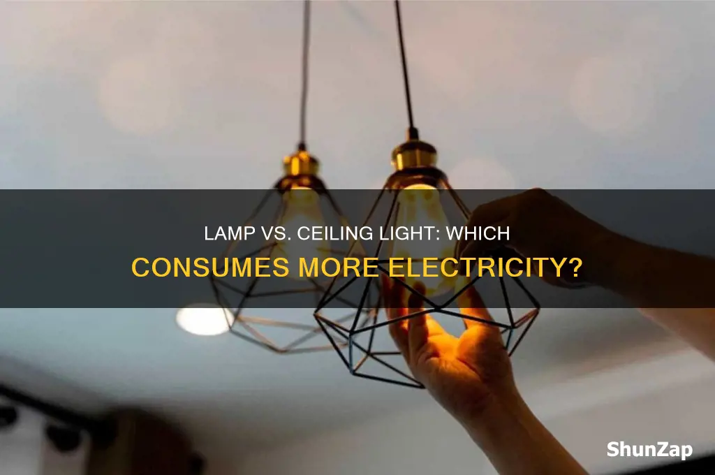 what uses more electricity a lamp or ceiling light