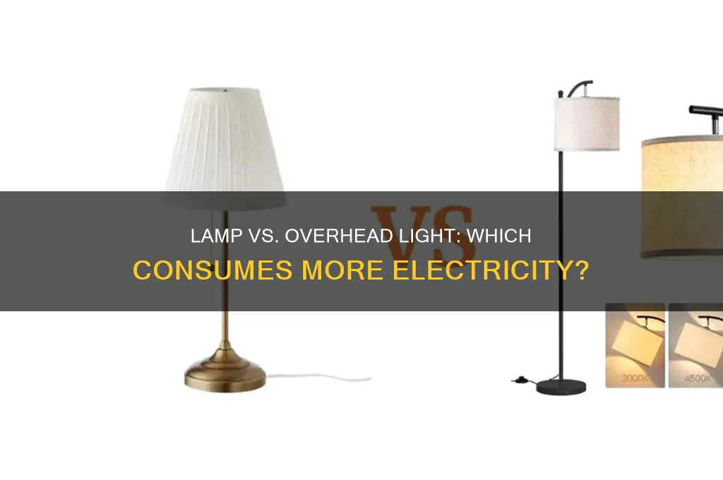 what uses more electricity lamp or overhead light