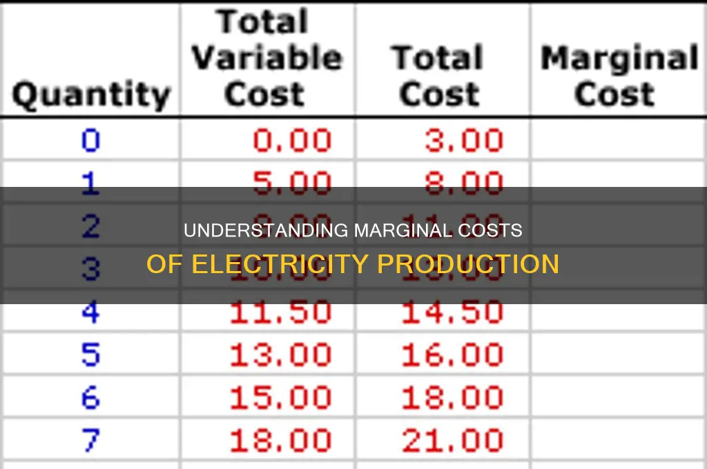 what would the marginal cost be electricity