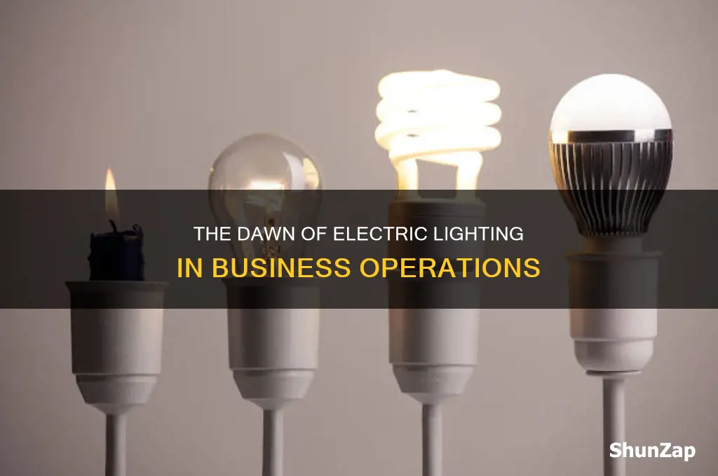 when did businesses start using electric lights