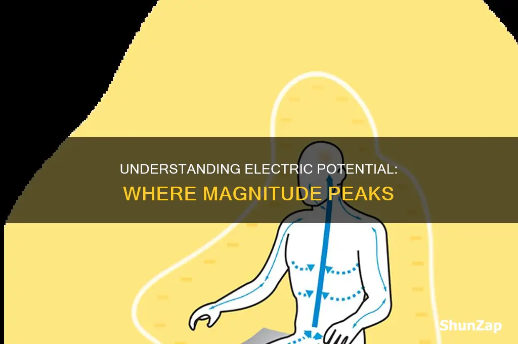 when is electric potential greatest in magnitude