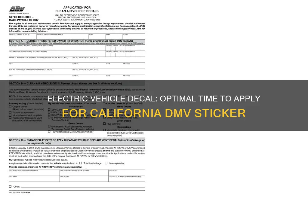 when to apply for california dmv decal electric vehicle