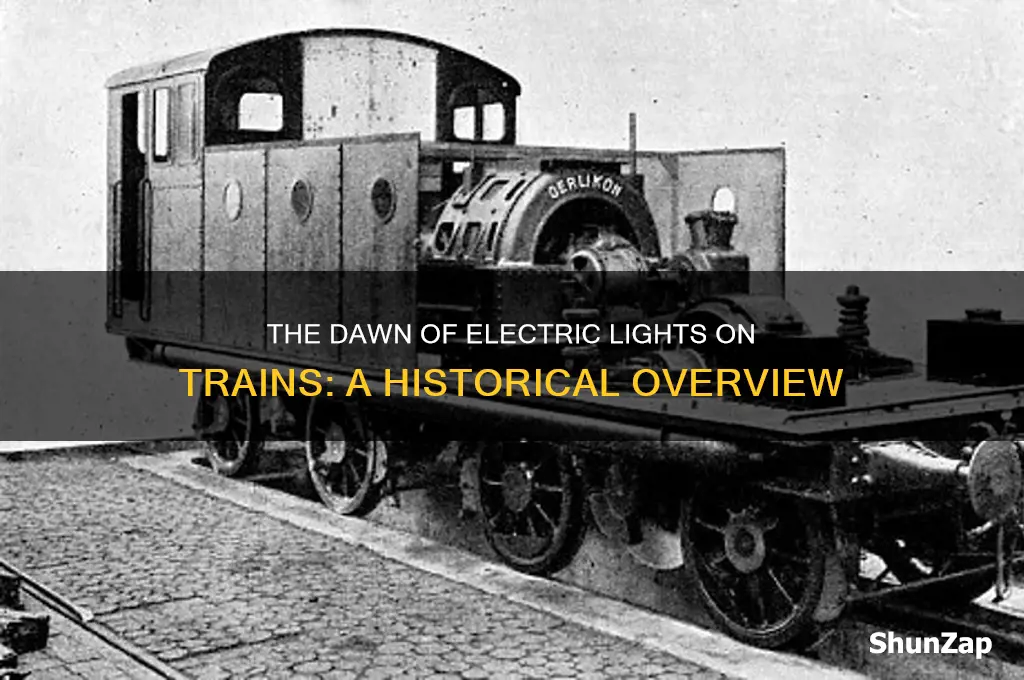when were electric lights first used on trains