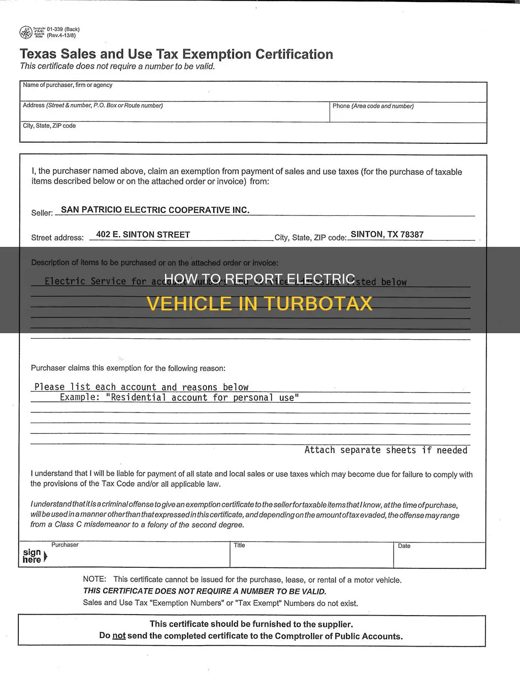 where to enter electric vehicle in turbotax