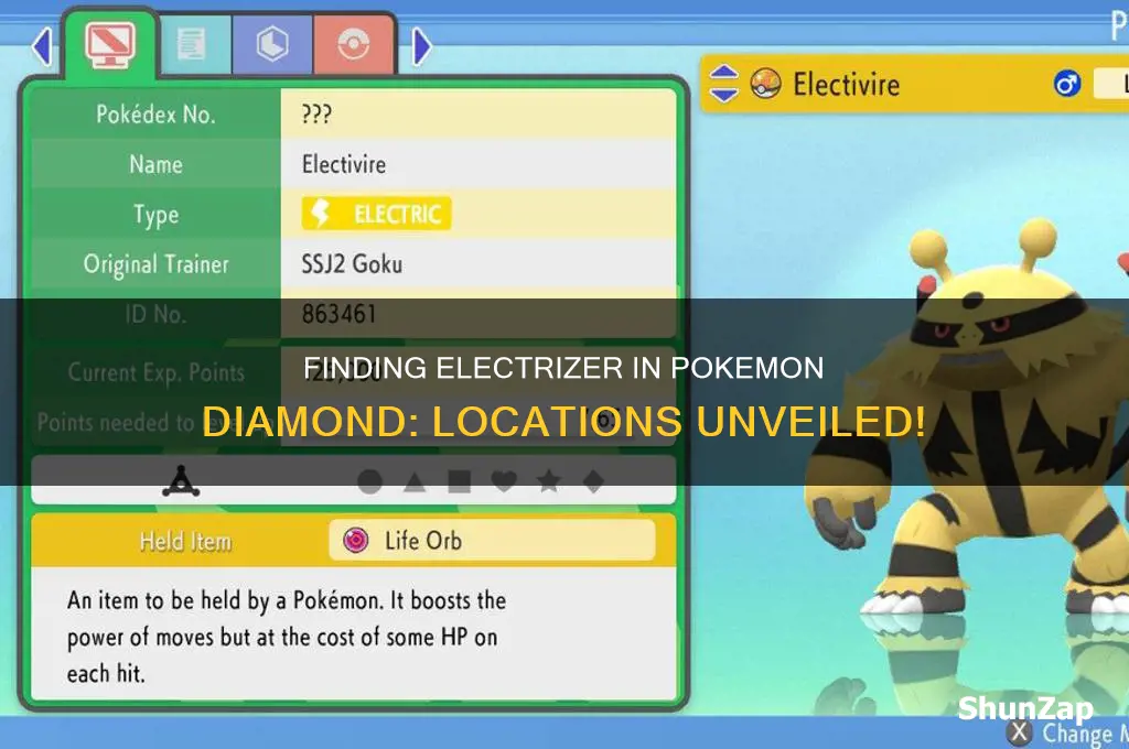 where to find electrizer in pokemn diamond
