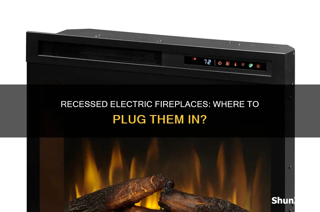 where to put plug recessed electric fireplace