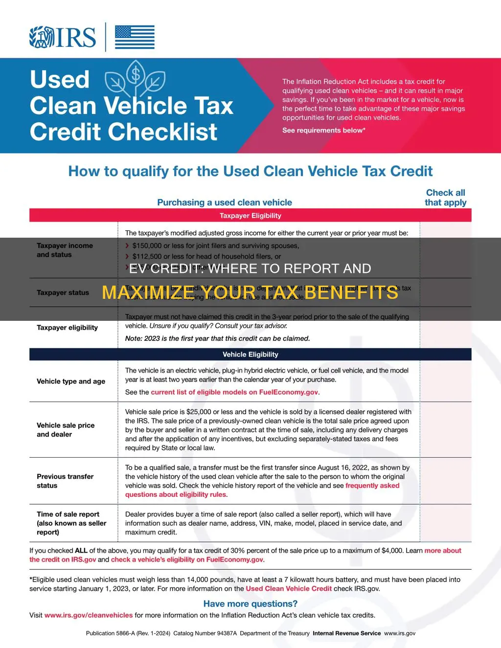 where to report electric vehicle credit