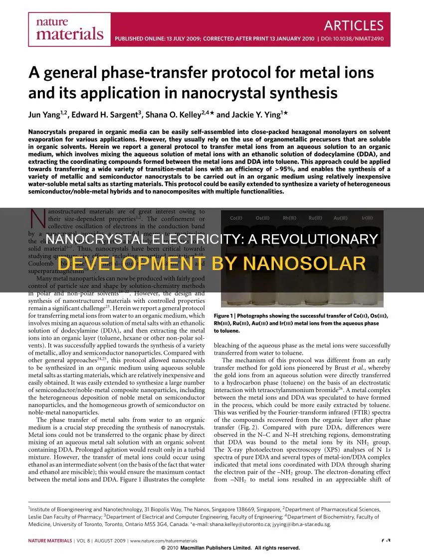 which company developed nanocrystal electricity