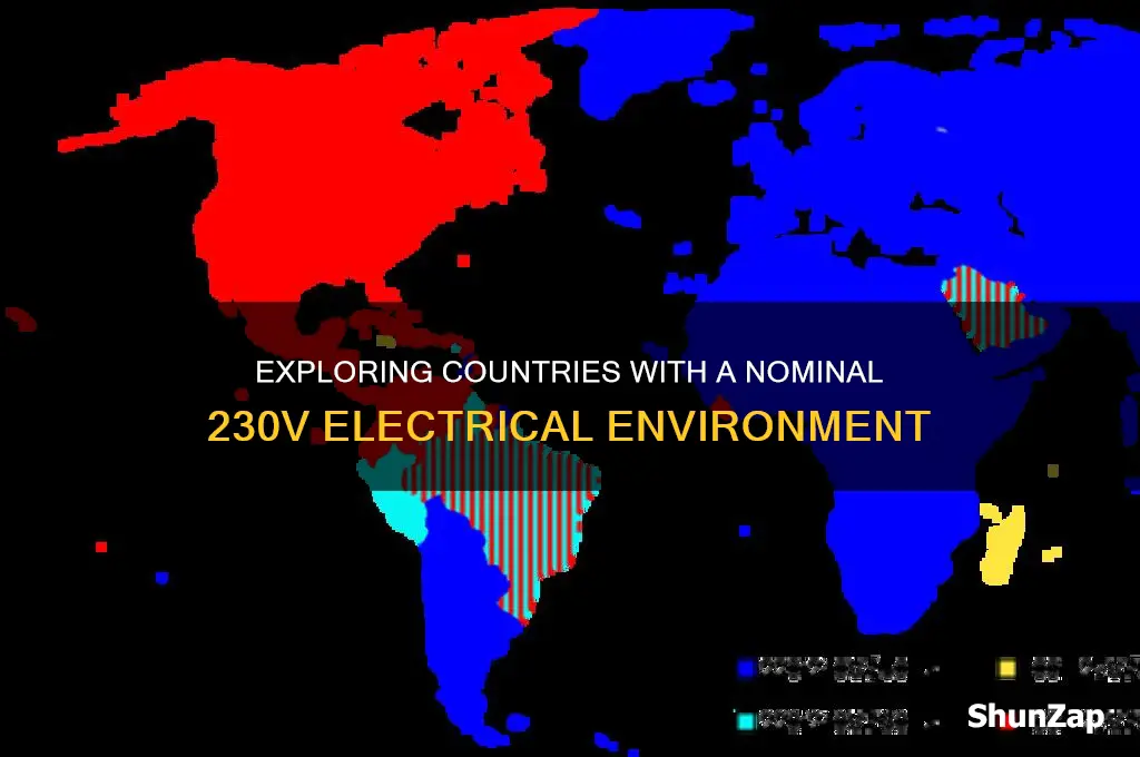 which countries use nominal 230v electrical environment