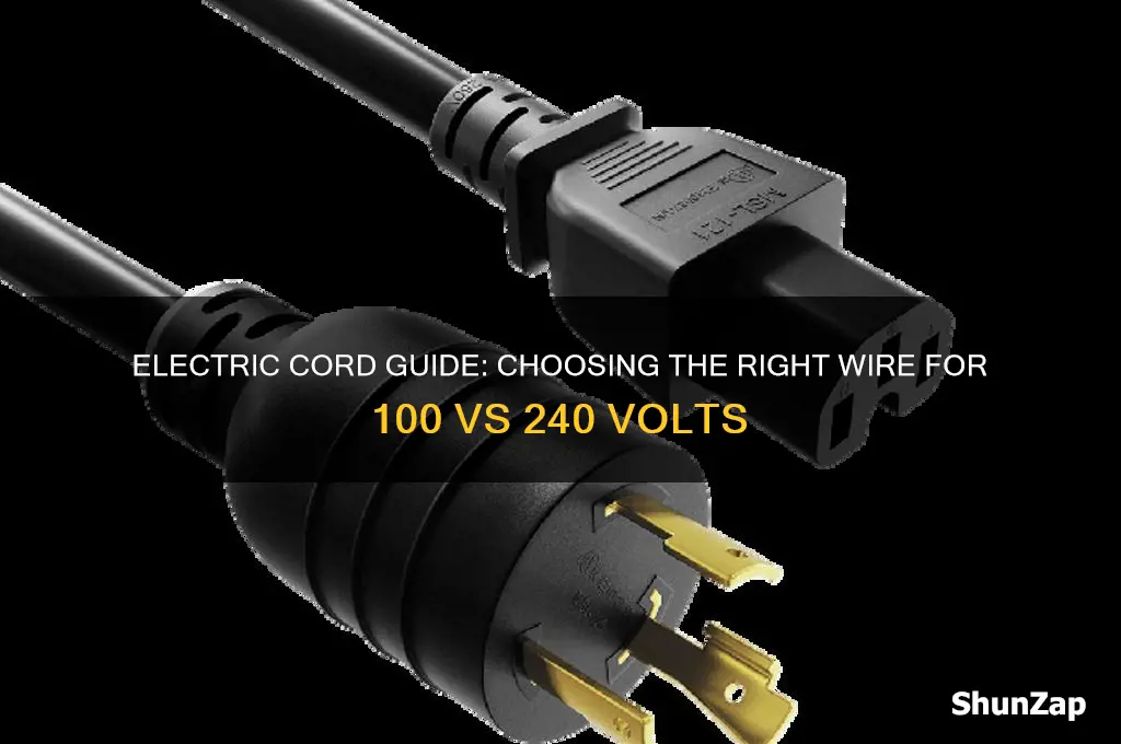 which electric cords used for 100 vs 240 volts