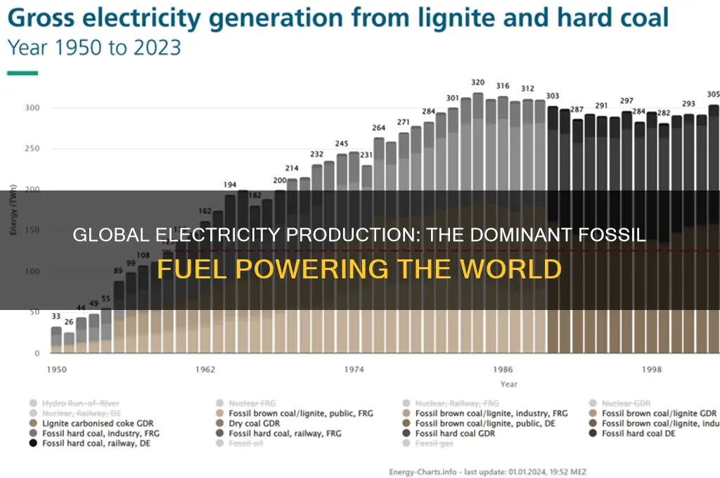 which fossil fuel is primarily used globally to produce electricity