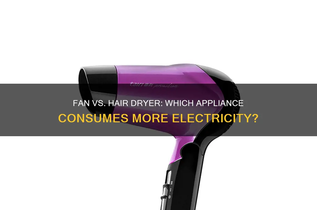 which uses more electricity fan or hair dryer