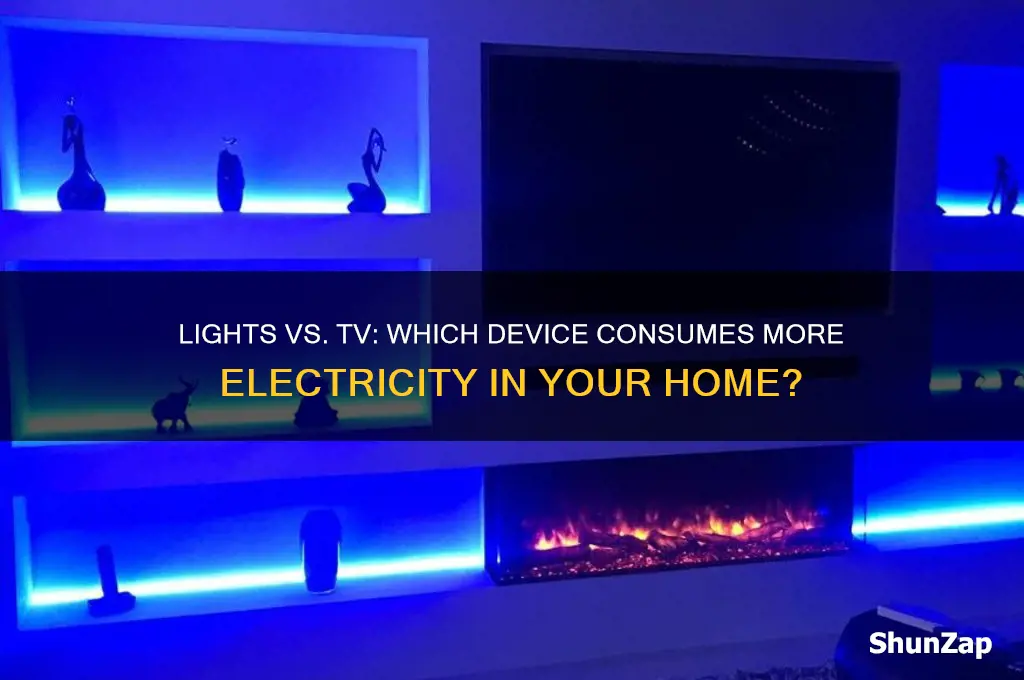 which uses more electricity lights or tv