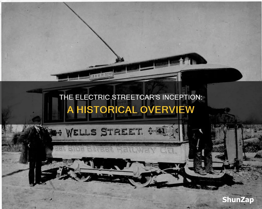 who invented the electric streetcar in 1874