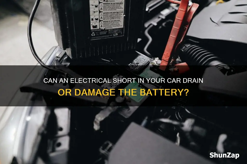will electrical short in car blow battery