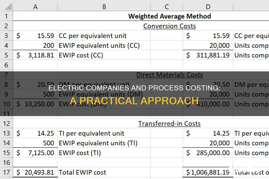 would an electric company use a process costing system
